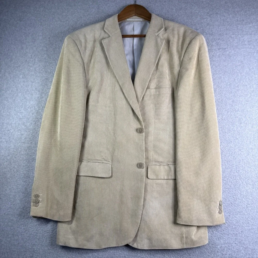 Meztizos Embroiled Corduroy Blazer Men's‎ 40 Tan Cotton Polyester Blend USA READ